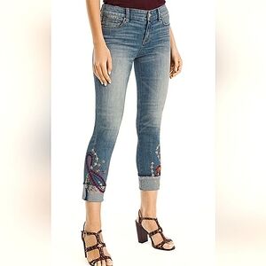 ⏰️Embroidered The Slim Crop Denim Jeans